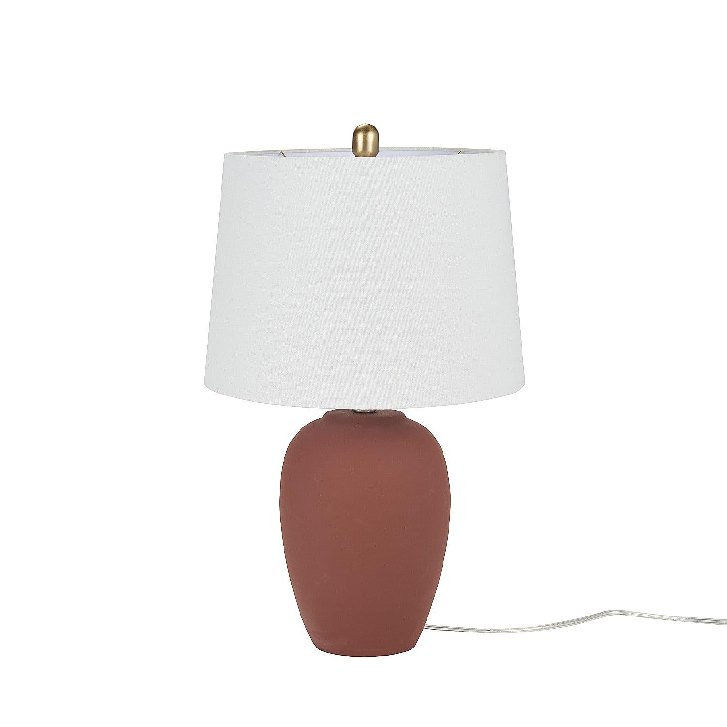 23" Terracotta Ceramic Urn Table Lamp with White Shade