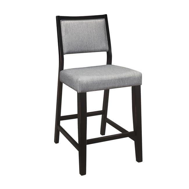 23 in. Tim Counter Height Chair with Polyester Upholstery - Wood - Gray & Black