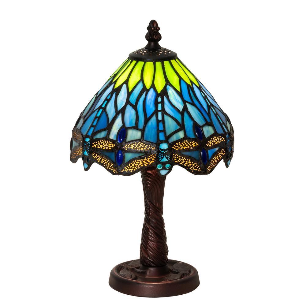 230981 Meyda 13" High Tiffany Hanginghead Dragonfly Table Lamp