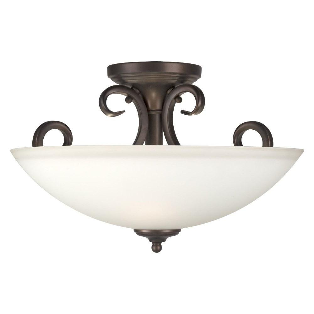 Sutter Antique Bronze 3-Light 11" Semi-Flush Mount with Glass Shade