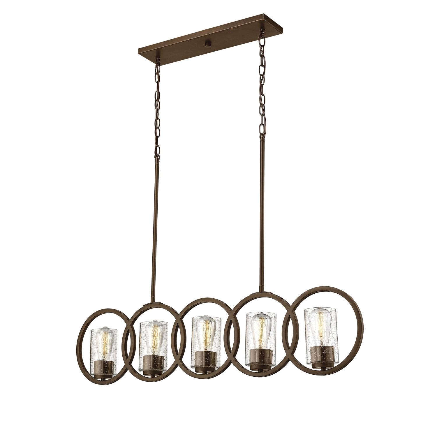 Delano Bronze Glass LED Island Chandelier - 41.63" Length