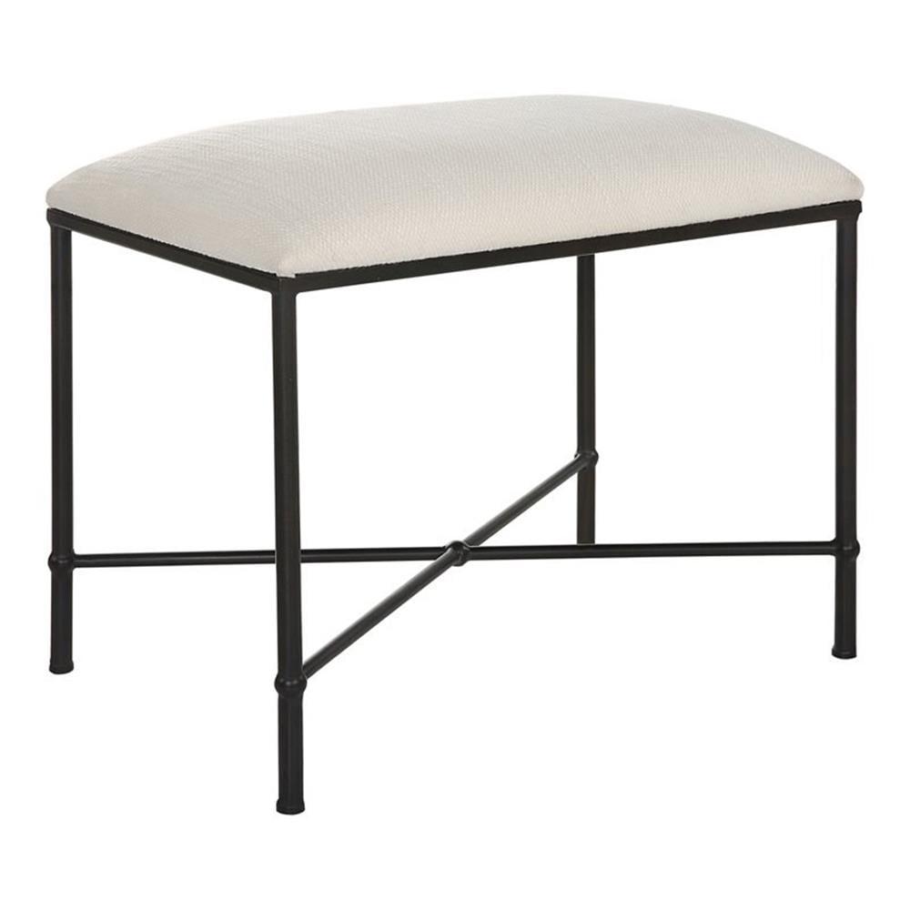 Uttermost Avenham Contemporary Iron and Fabric Small Bench in White/Black