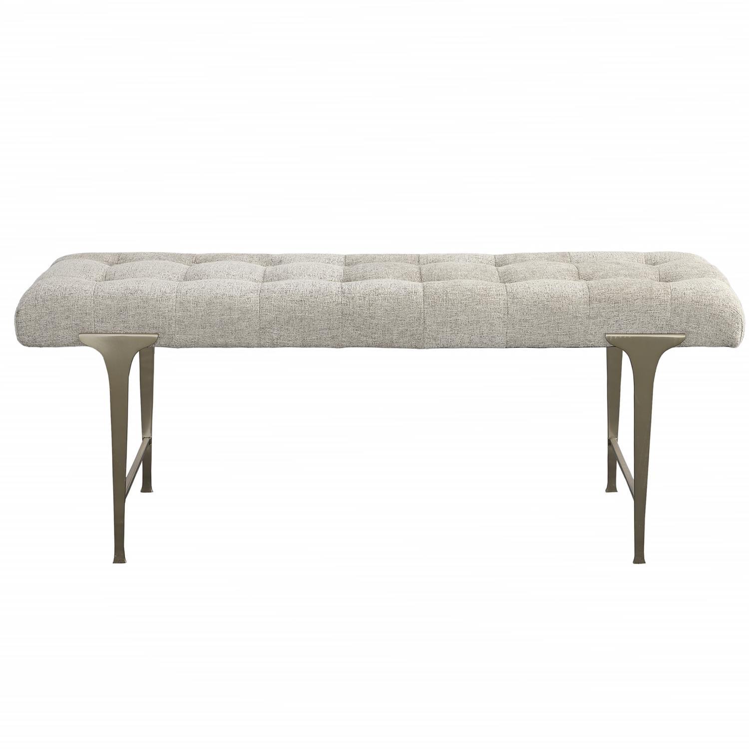 Imperial 48" Gray Upholstered Bench with Iron Frame