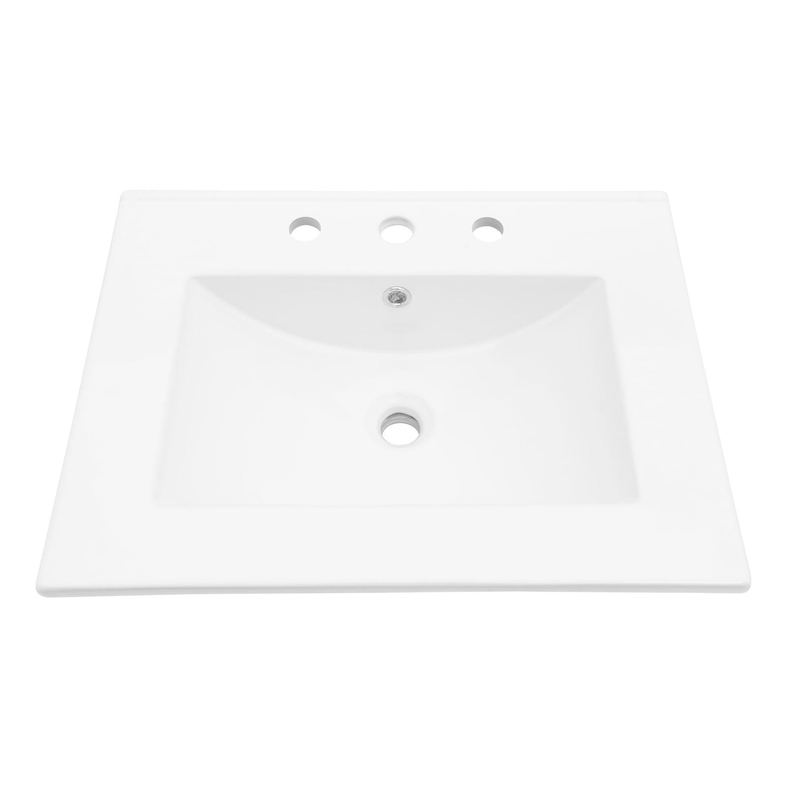 Tech Cube 24"X18" White Rectangular Single Vanity Top With Overflow(Sink Only) TCYX05466A