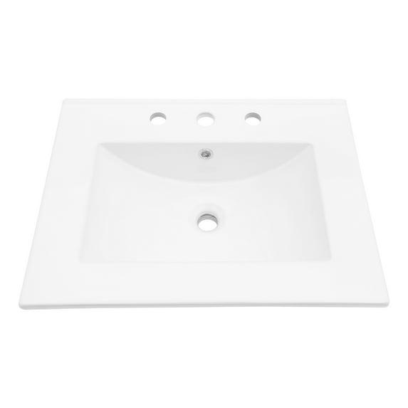 Tech Cube 24"X18" White Rectangular Single Vanity Top With Overflow(Sink Only) TCYX05466A