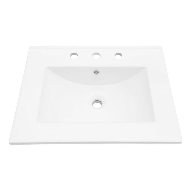 Tech Cube 24"X18" White Rectangular Single Vanity Top With Overflow(Sink Only) TCYX05466A