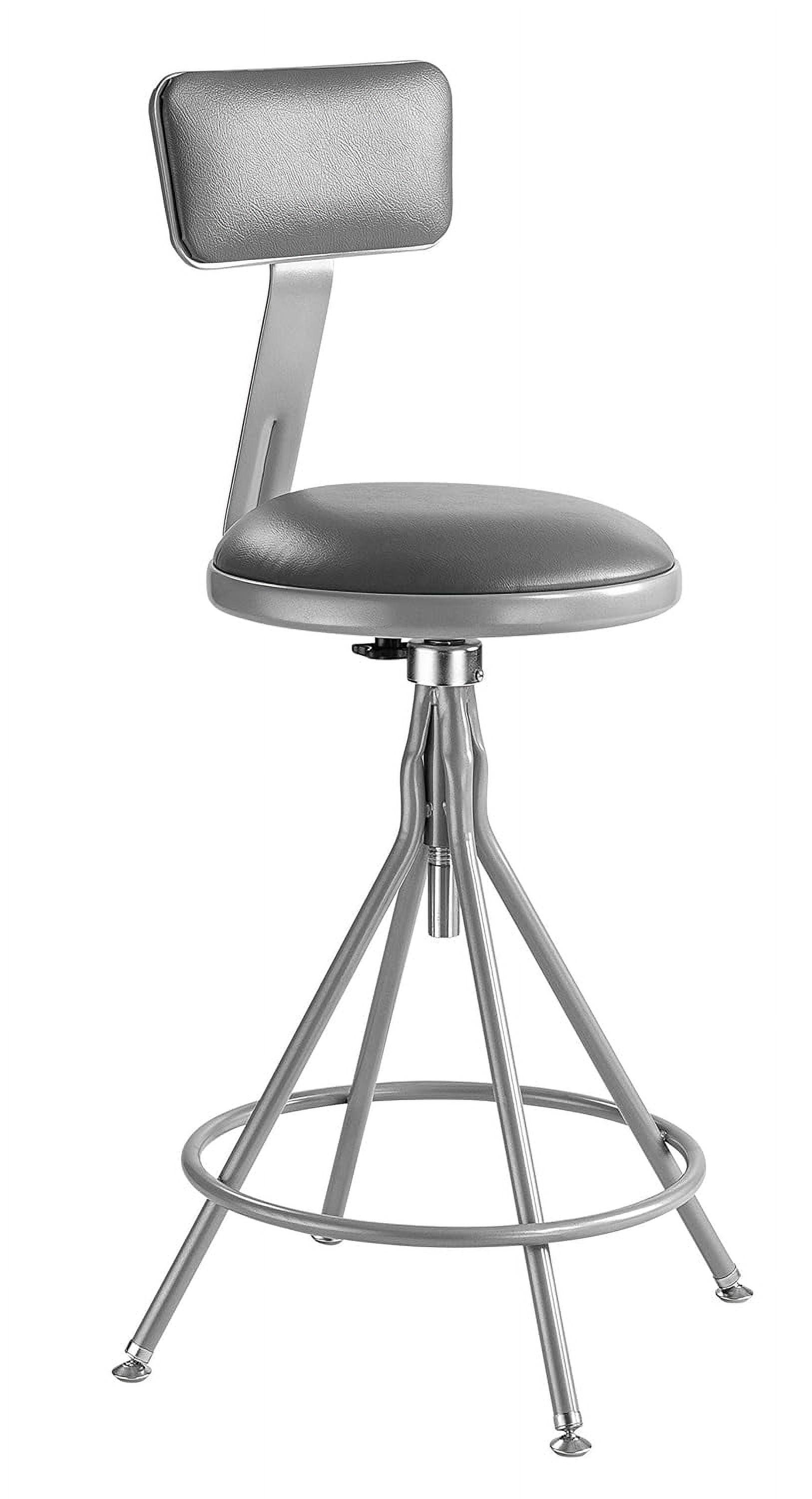 ErgoSwivel Gray Metal Adjustable Lab Stool with Padded Seat and Backrest