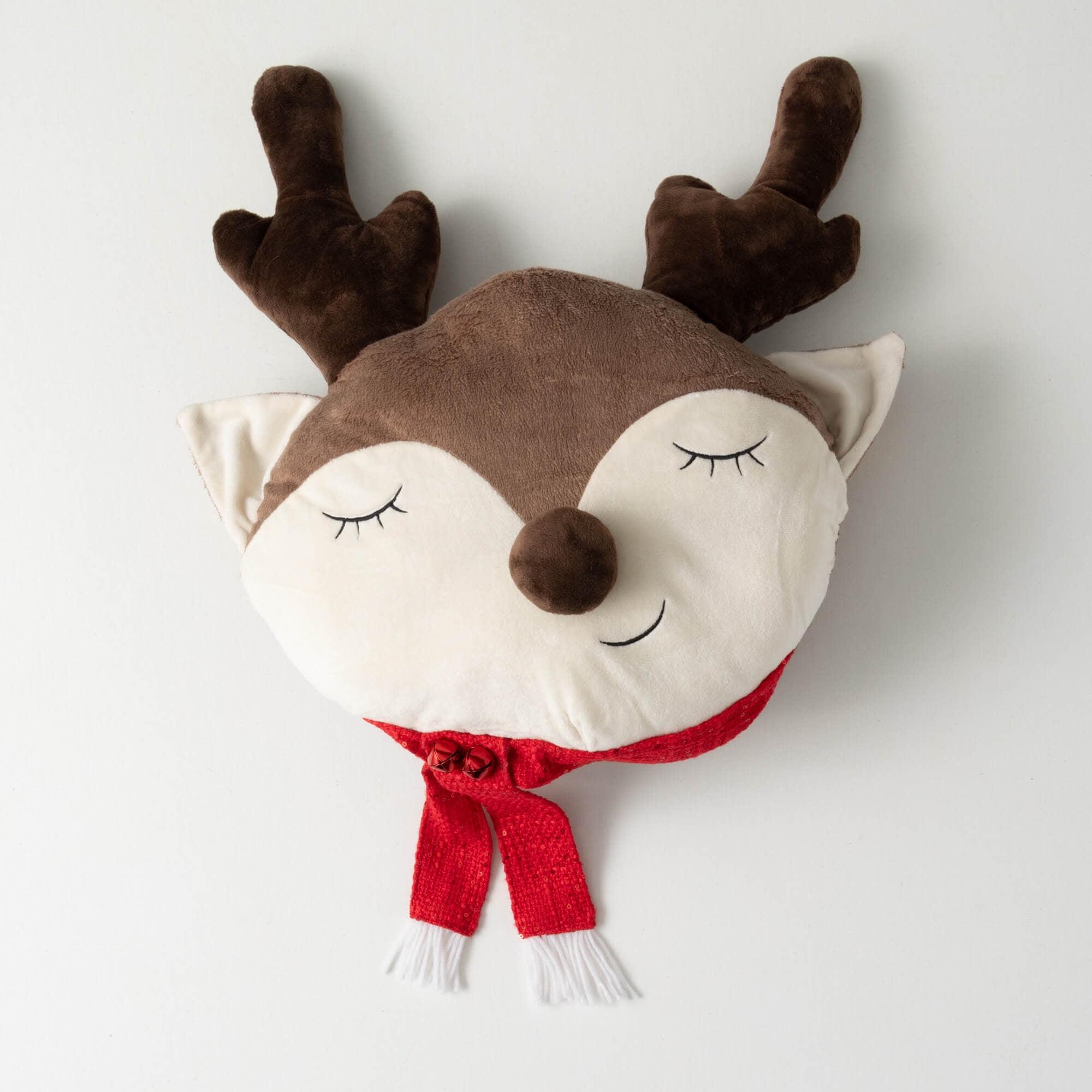 Clover Lane 24.5" Sleeping Reindeer Christmas Throw Pillow, Multicolor