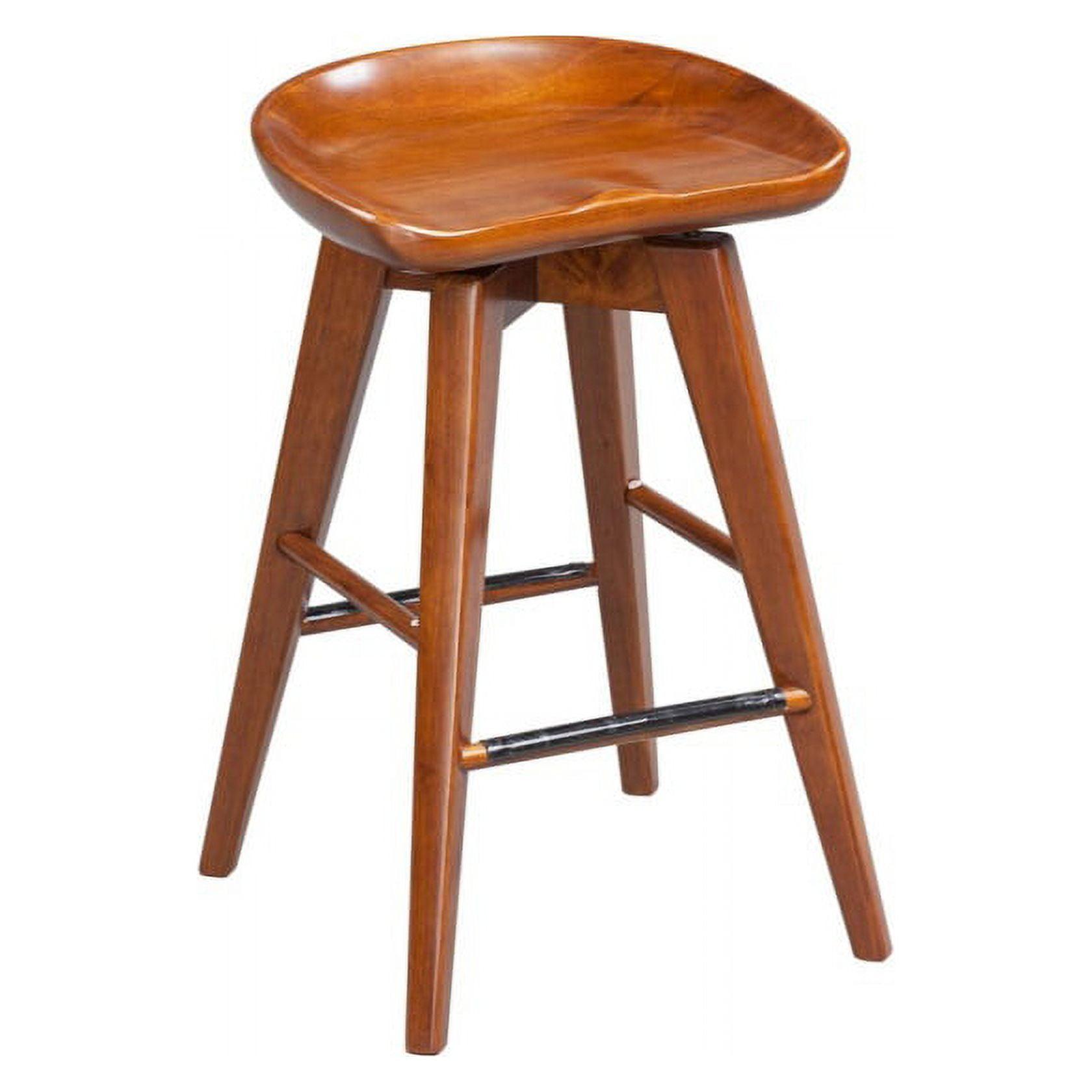 Boraam Bali 24" Backless Swivel Wood Counter Stool, Walnut Finish