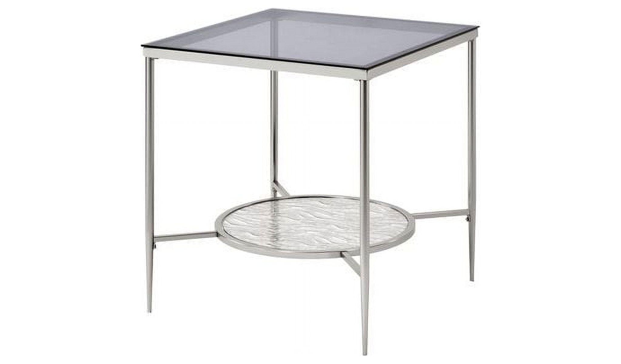 24" Chrome and Clear Glass Round End Table with Shelf