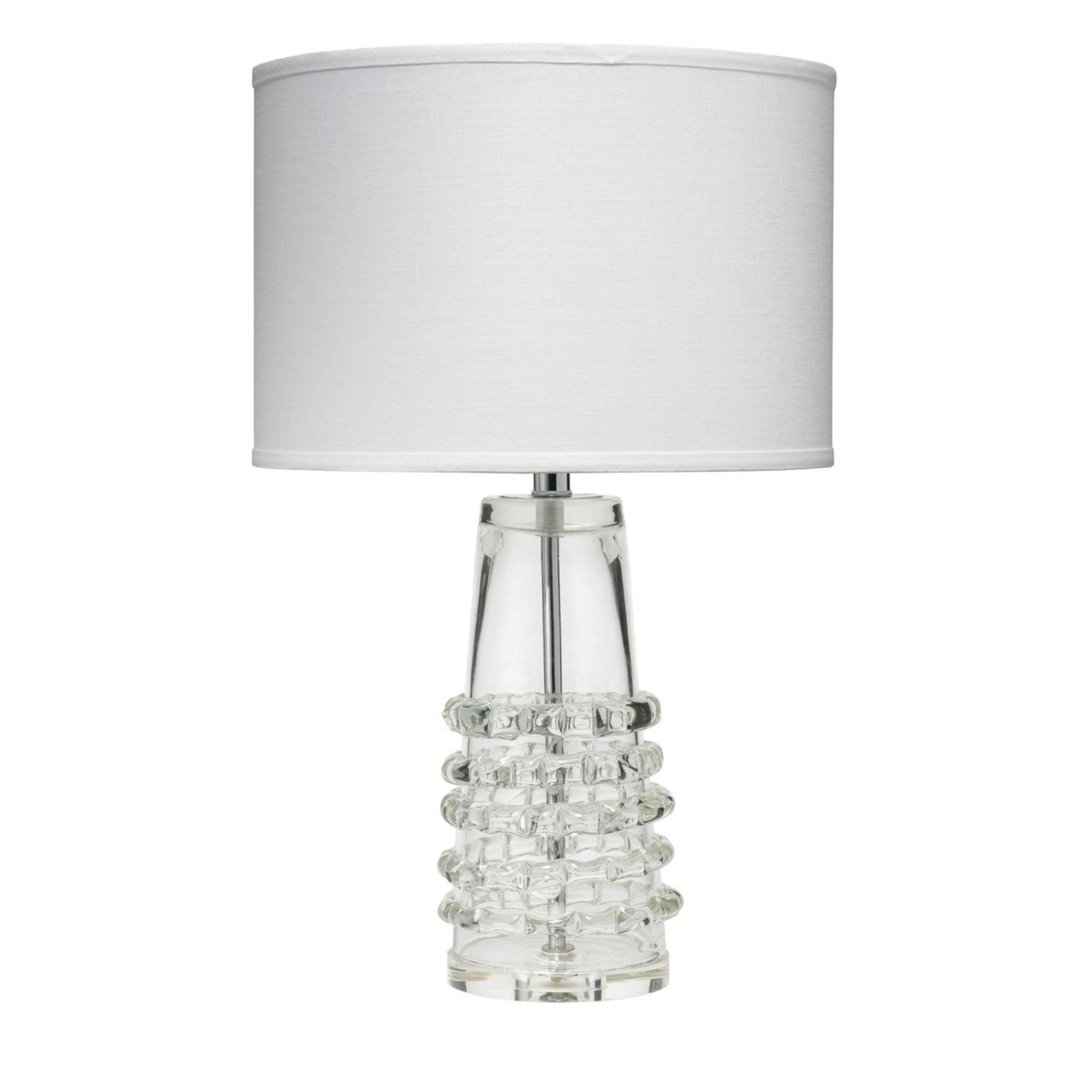 Clear Glass Table Lamp with White Linen Shade