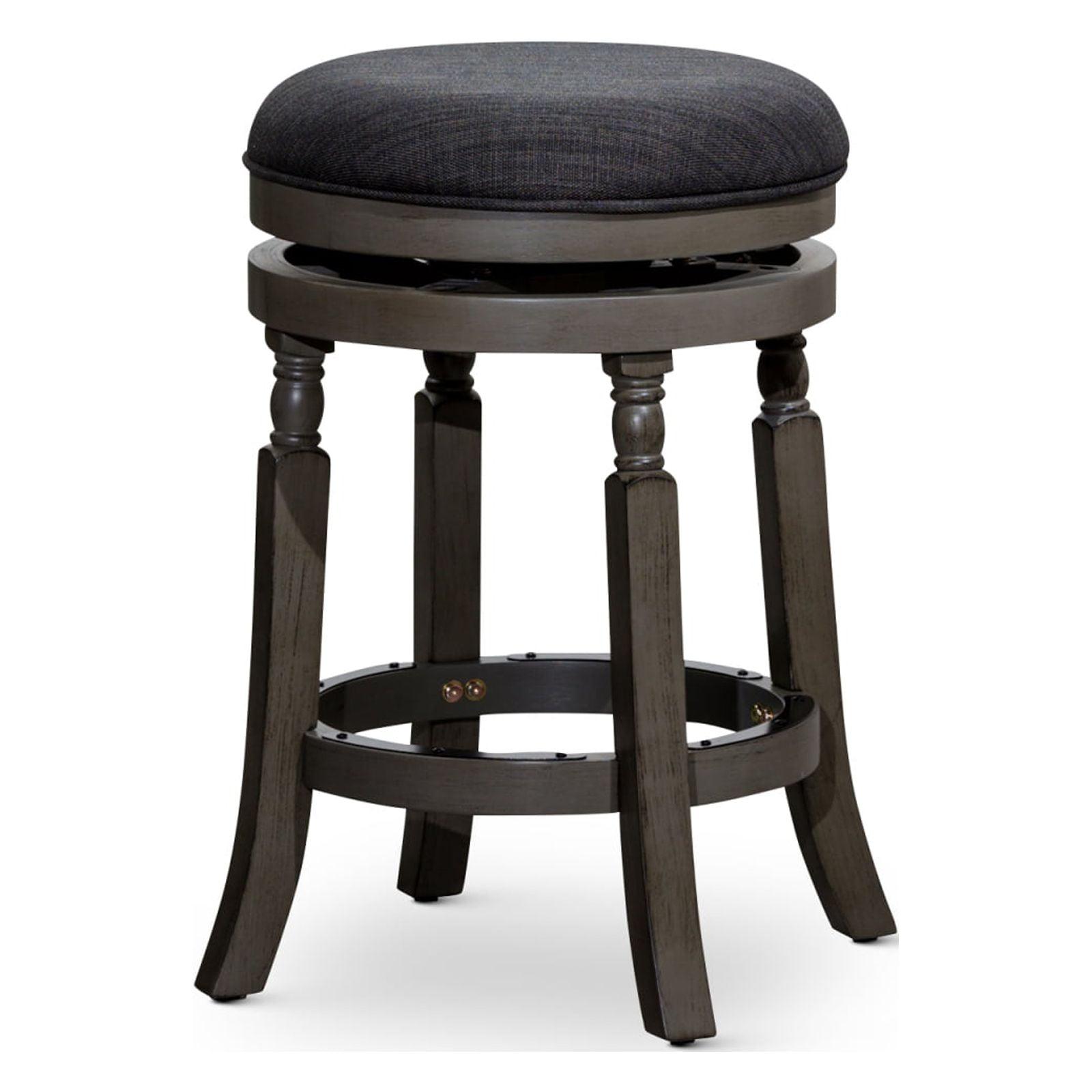 Flared Leg Charcoal Fabric 24" Swivel Saddle Stool in Weathered Gray