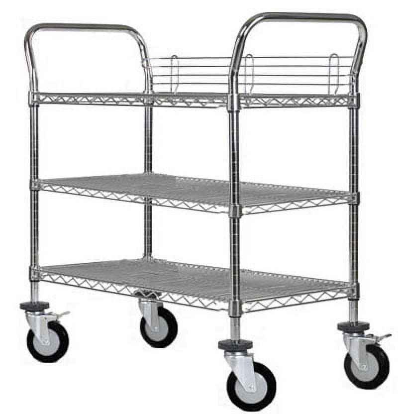 Chrome 3-Tier Heavy Duty Utility Cart with Wheels