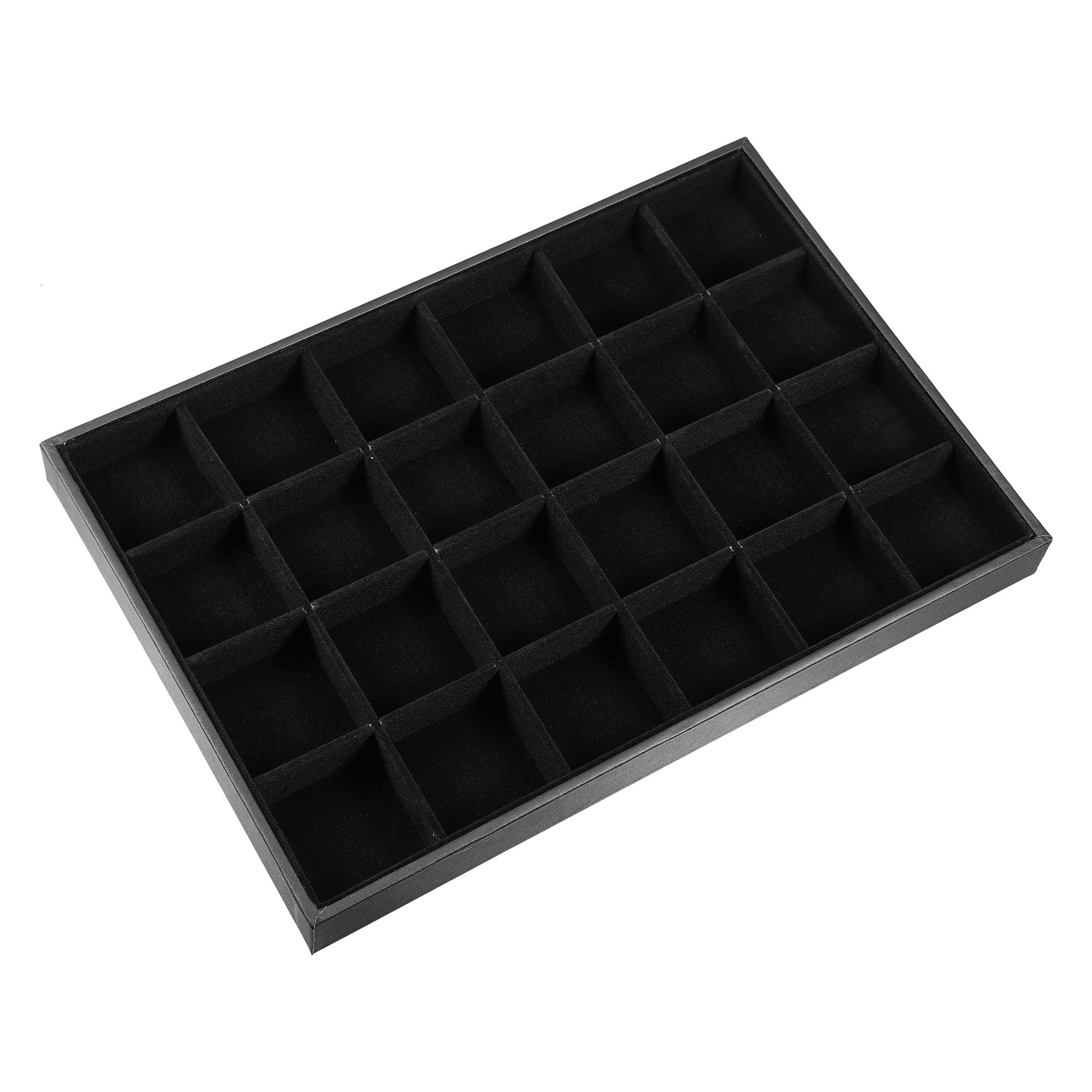 Unique Bargains 24 Grid Jewelry Tray Stackable Tray Showcase for Rings Earrings Necklace Bracelet Pendants 1 Pc Black