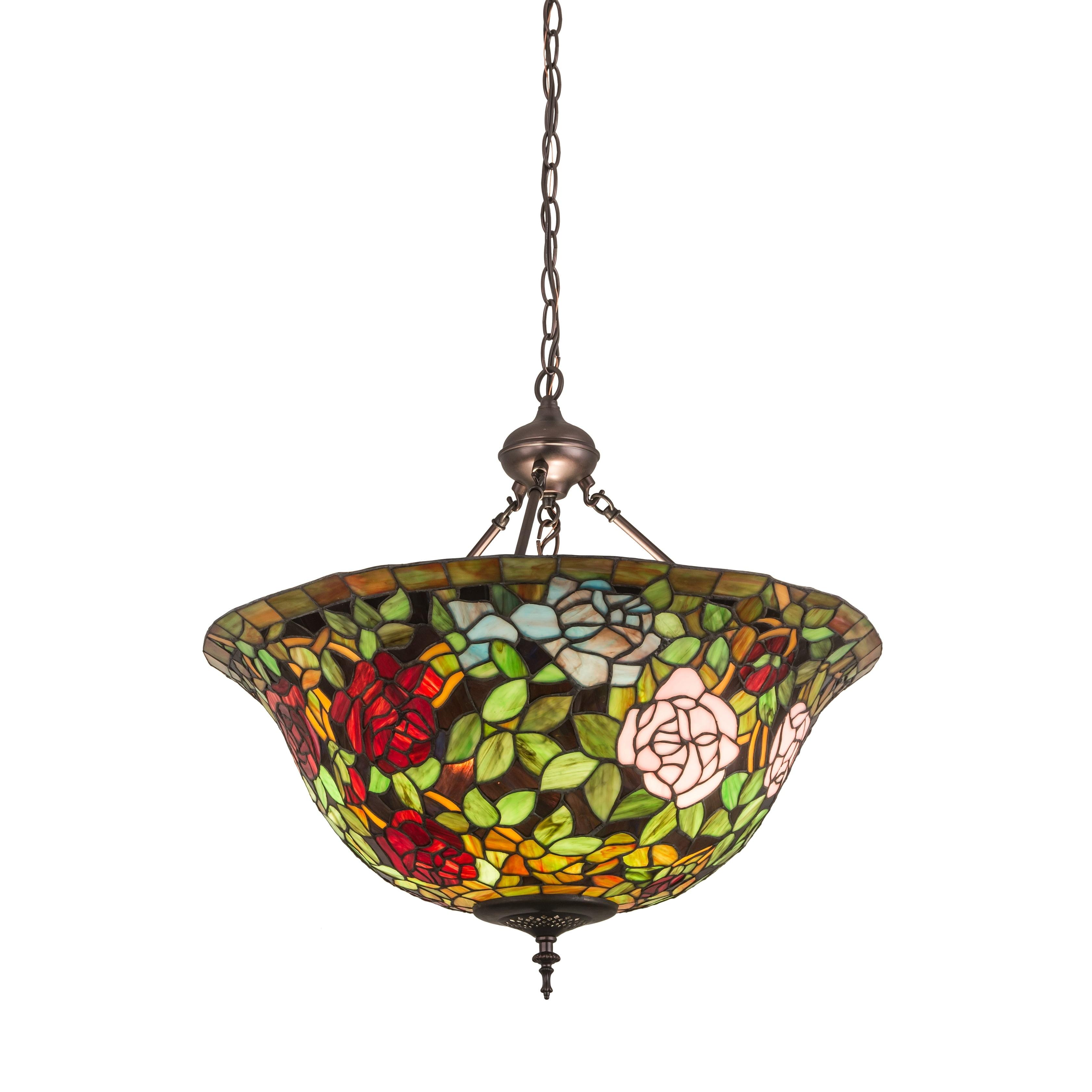 Tiffany Rosebush 3-Light Indoor/Outdoor Bronze Pendant