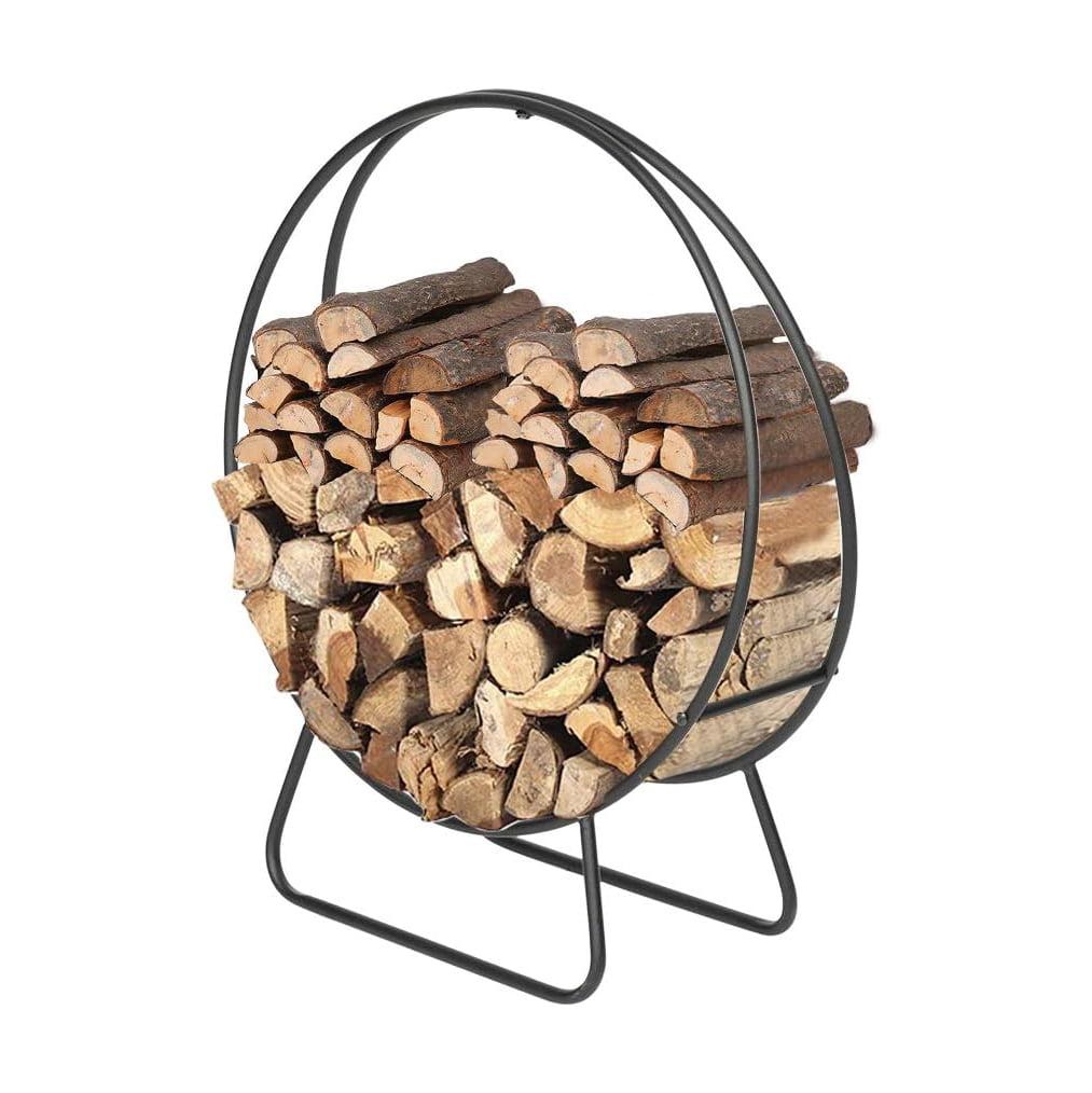 SunnyDaze Decor Indoor or Outdoor Tubular Steel Hoop Firewood Log Holder