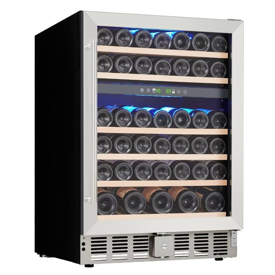 24-Inch Black Stainless Steel Dual Zone Wine Cooler