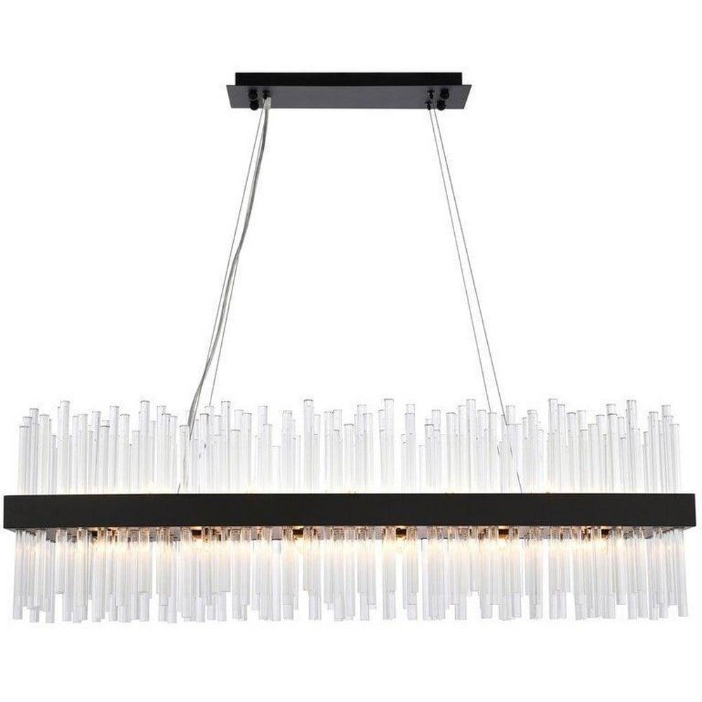 Dallas 24-Light Black Crystal Pendant with Clear Royal Cut Glass