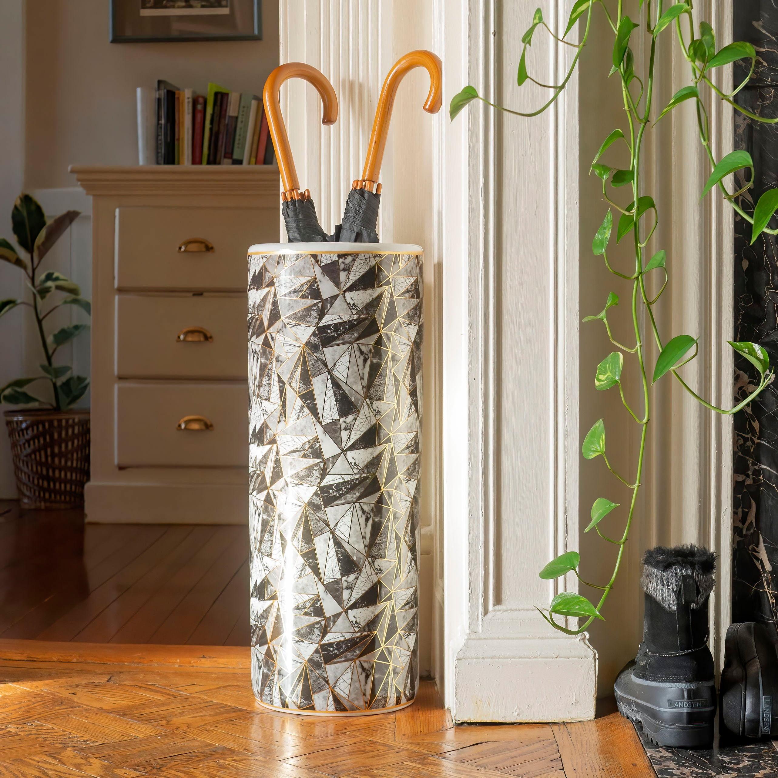 24" Marble & Gold Design Umbrella Stand