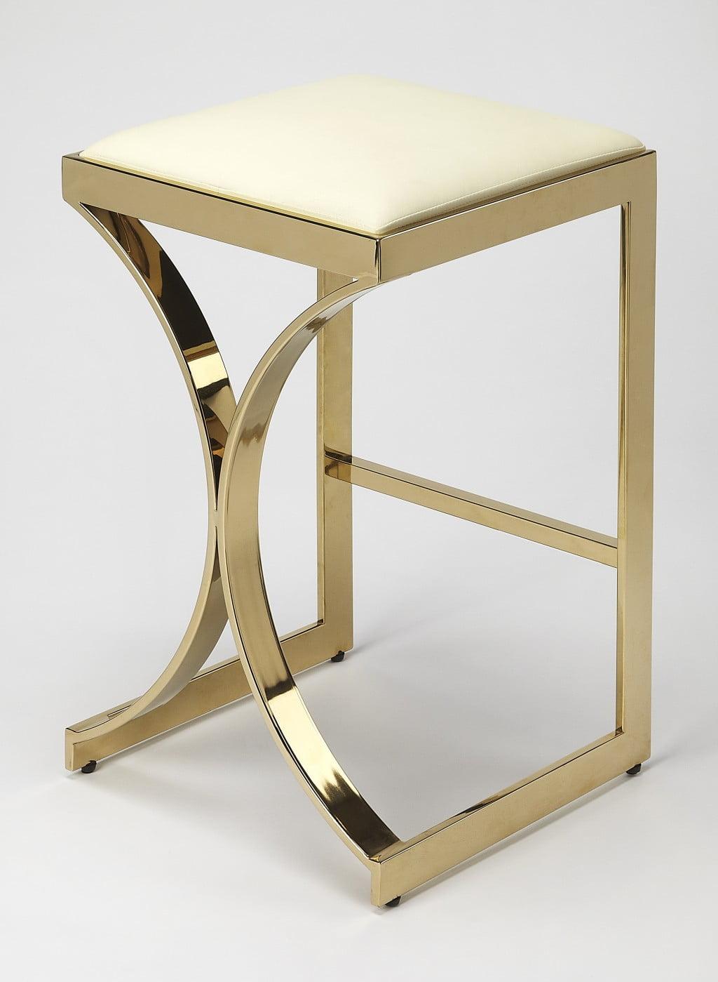 Elegance Gold 24" Backless Metal Counter Stool with Faux Leather Seat