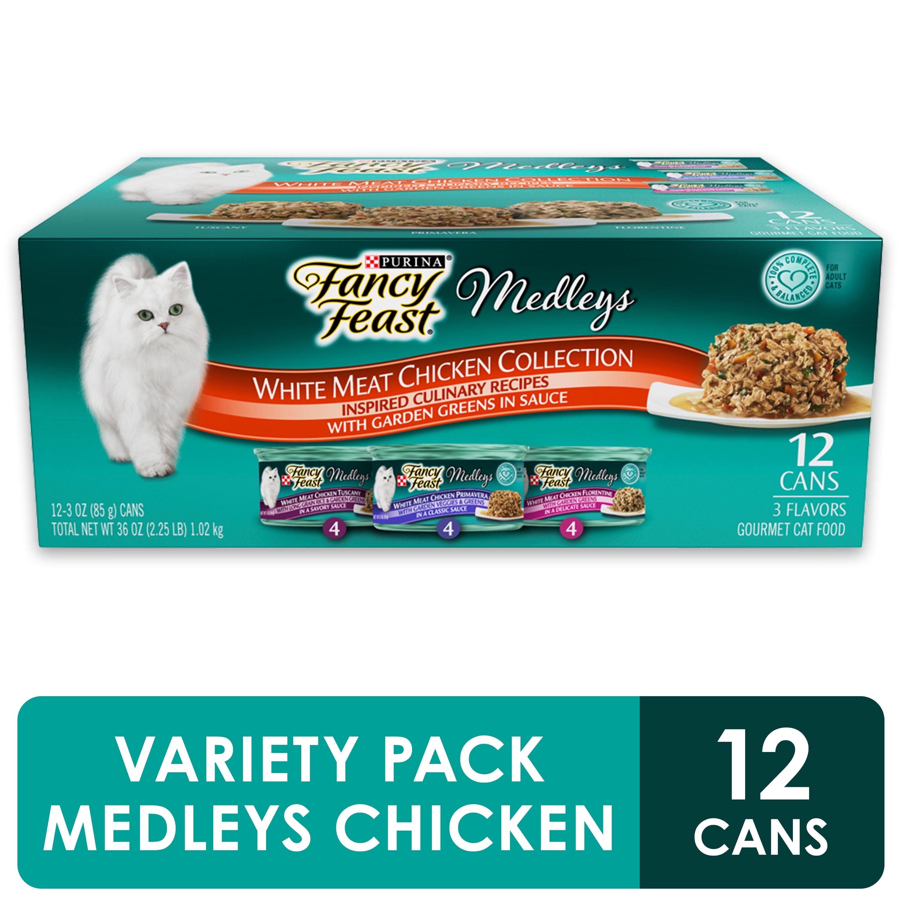 Purina Fancy Feast Medleys Gourmet withTuna,Chicken and Turkey in a Delicate Sauce Florentine Collection Wet Cat Food  - 3oz/12ct Variety Pack