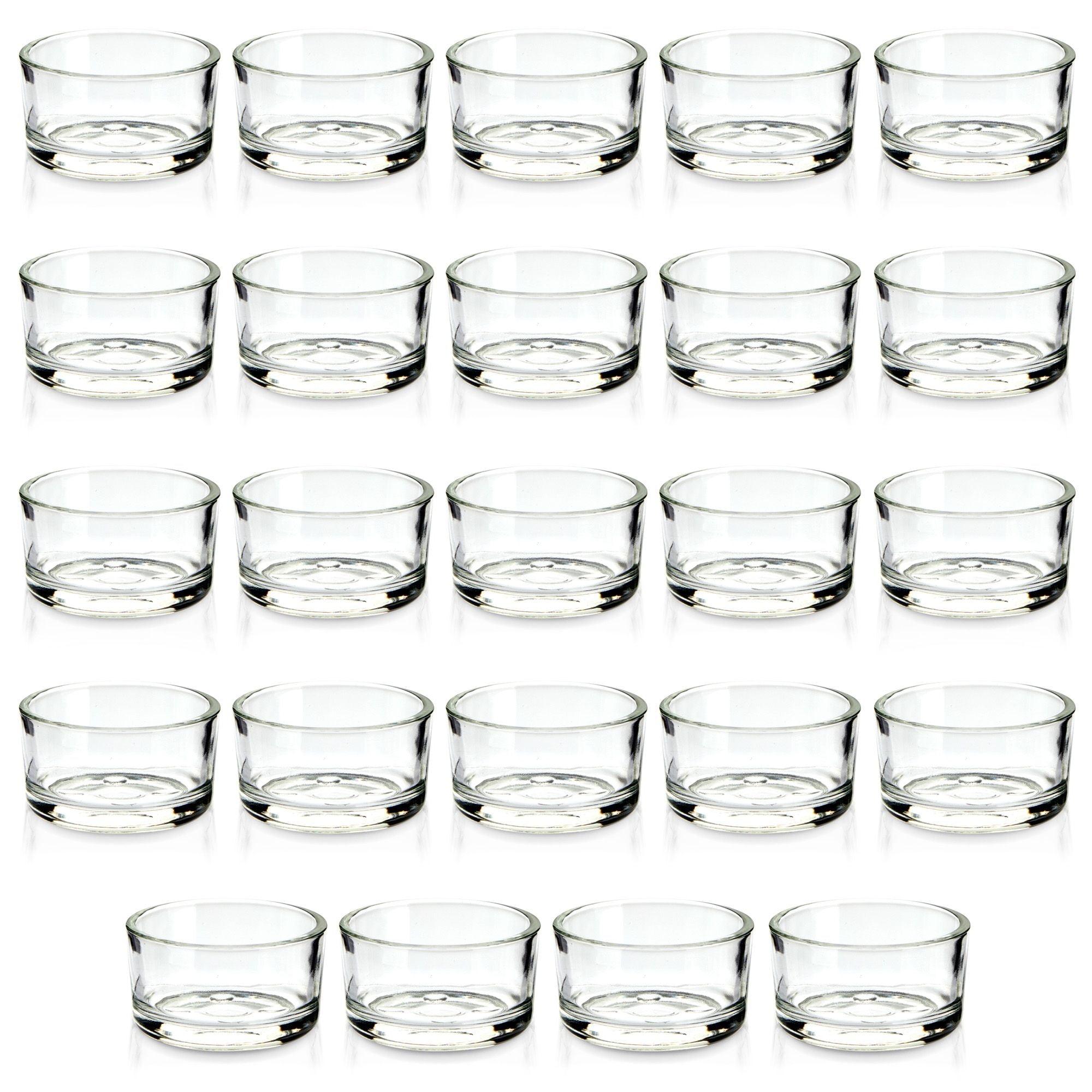 Juvale 24 Pack Clear Glass Short Tealight Candle Holders for Table Centerpieces, Wedding Receptions, Party Decorations, Restaurant Tables, 1 x 2 In