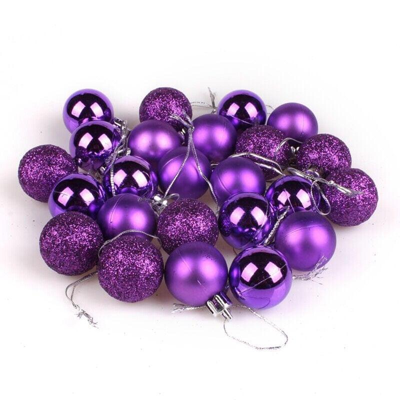 24-Piece Purple Plastic Christmas Tree Hanging Ornaments Set