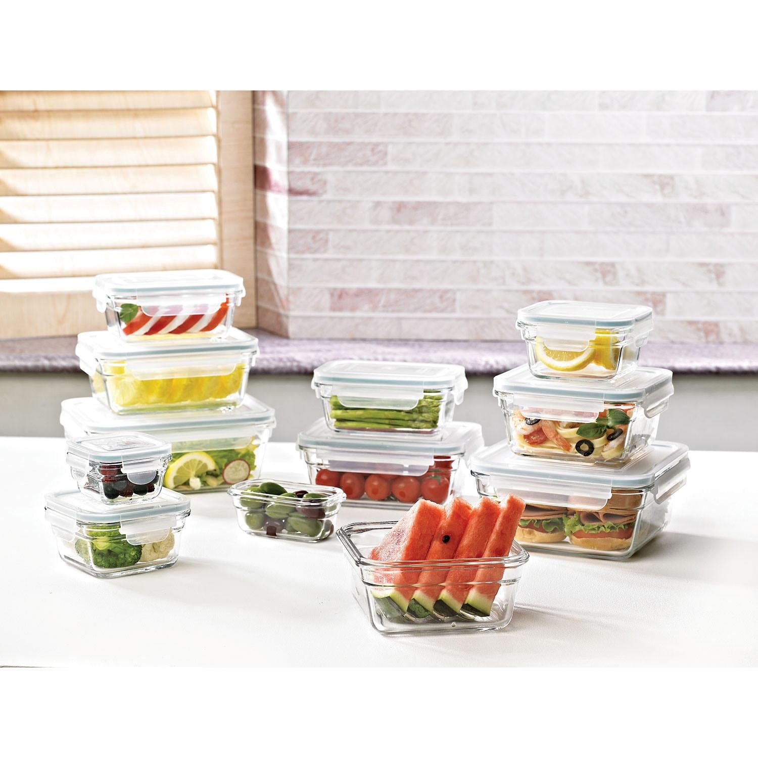 24-Piece Clear Glass Food Storage Set with Flip Top Lids