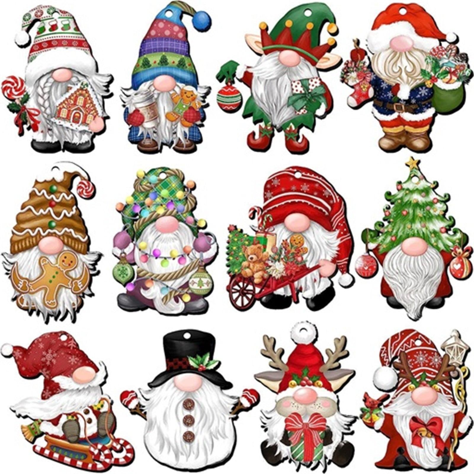 24pcs Gnome Christmas Ornaments Set - Festive Decorations with Wooden Gnomes for Tree Adornments & Ultimate Holiday Celebration Accessories