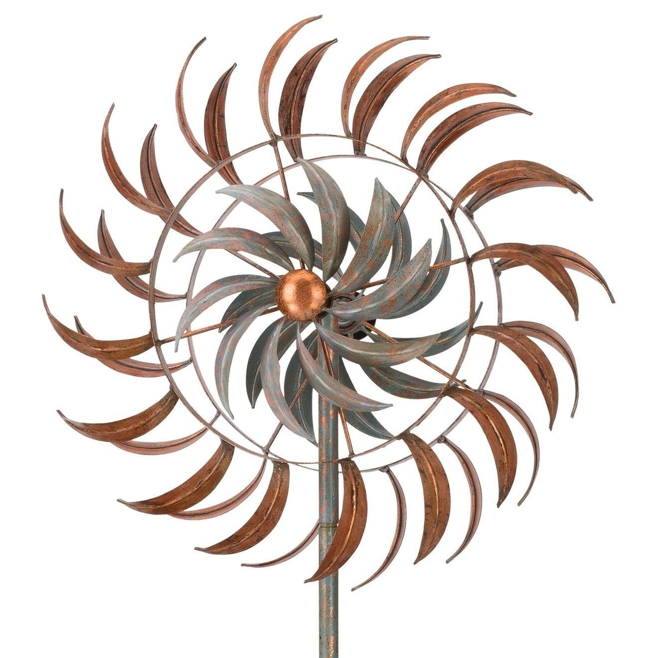 Kinetic 24" Rotating Wind Spinner - Copper Petals