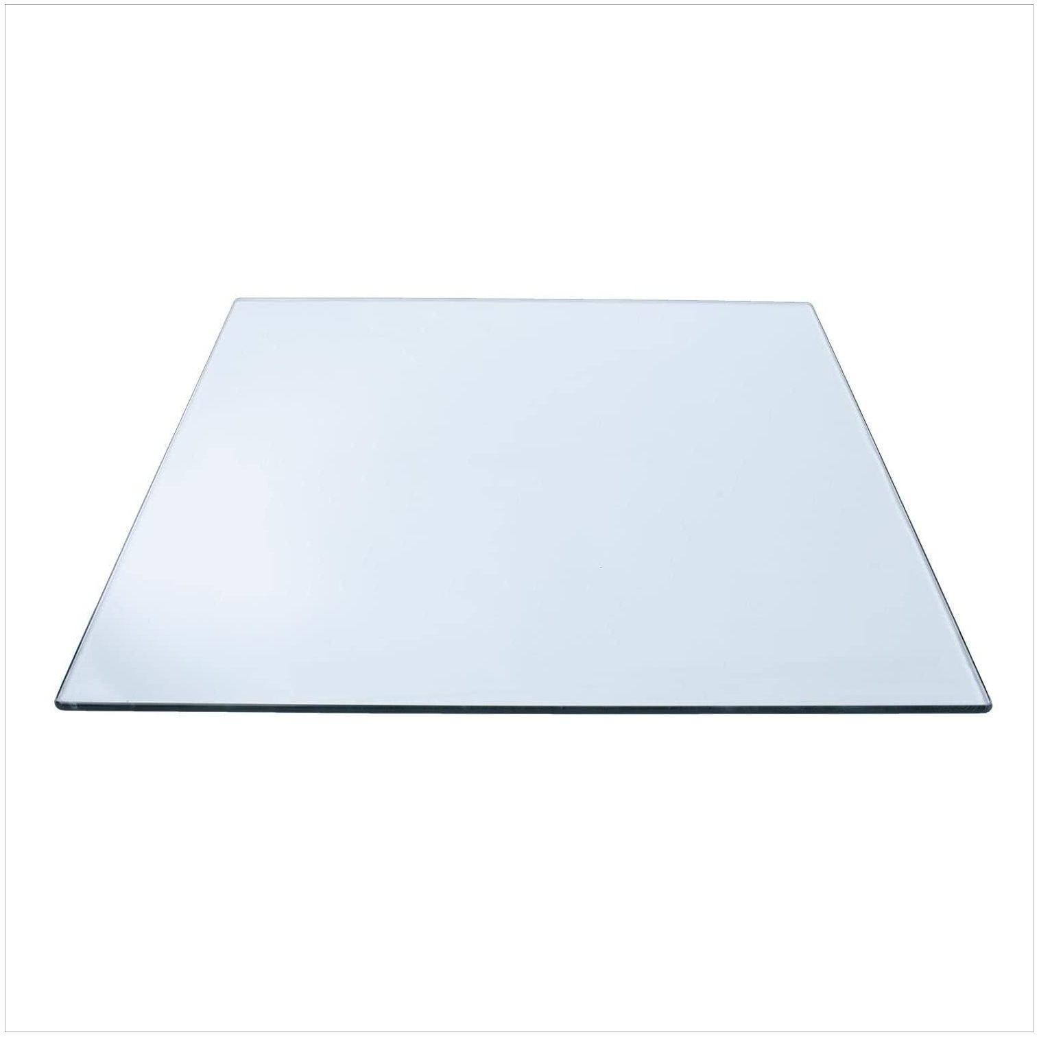 Elegant 24" Square Clear Tempered Glass Table Top with Pencil Edge