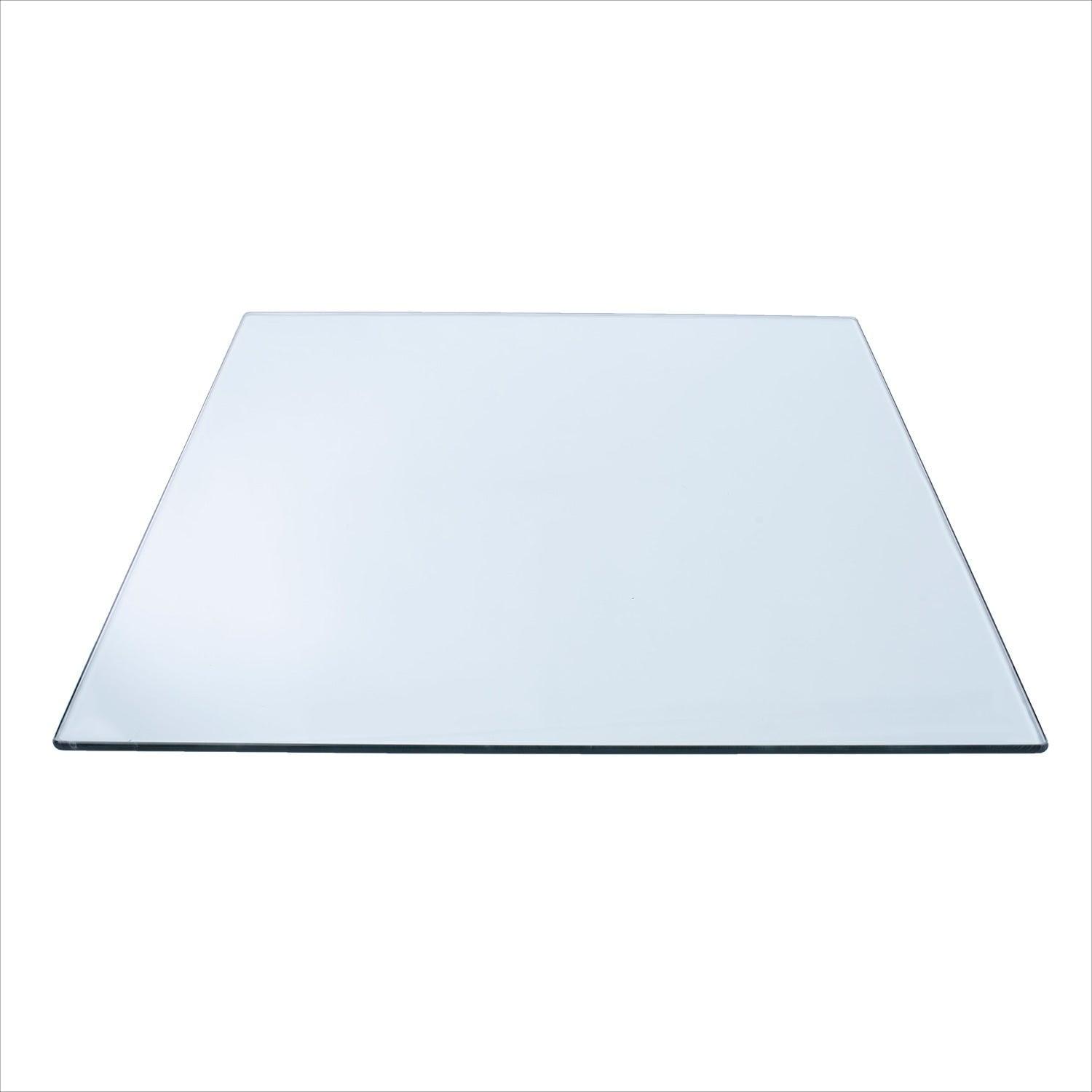 Elegant 24" Square Clear Tempered Glass Table Top with Pencil Edge