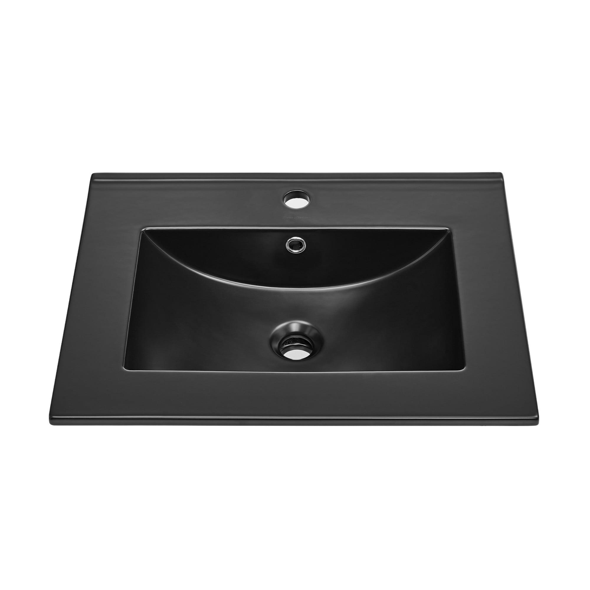 Matte Black Ceramic 24" Single Bathroom Vanity Top