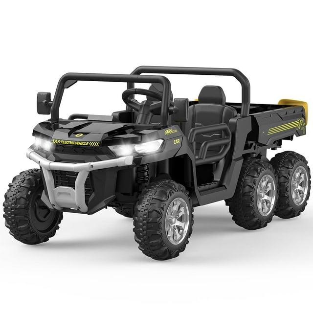 Danolapsi 2-Seater Ride on Car,6X6 24V Kids Ride On Dump Truck 2 Seater Ride On Car with Remote Control Electric Utility Vehicles UTV Battery Powered 6 Wheeler with EVA Tires Wheels,(ship in 2 boxes)
