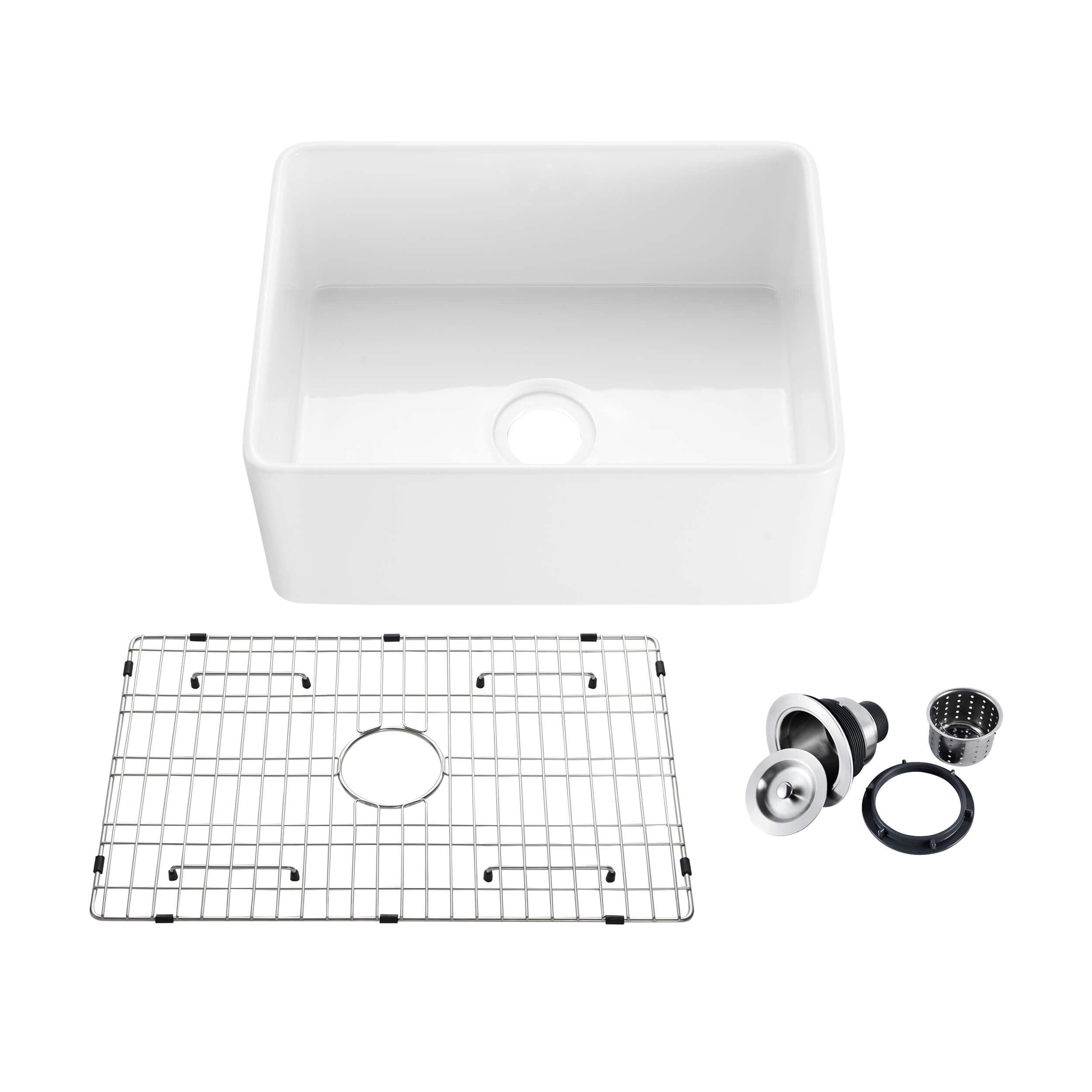 KIBI K2-SF24 Pure 24" W Single Bowl Fireclay Farmhouse Kitchen Sink