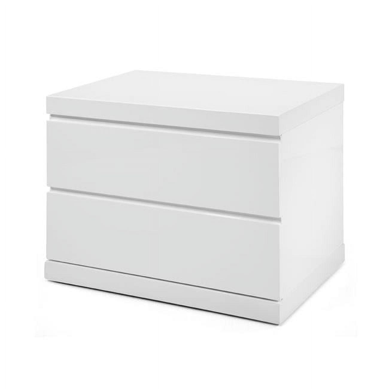 Contemporary High Gloss White Stainless Steel Nightstand