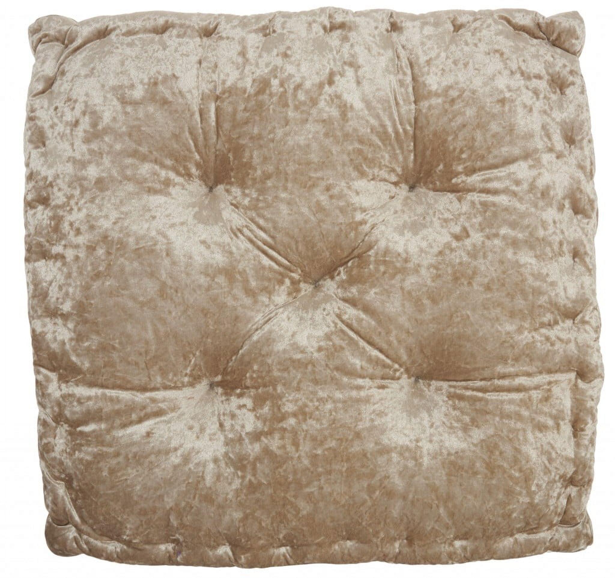 Plush Beige Tufted Square Floor Cushion Set 24" x 24"