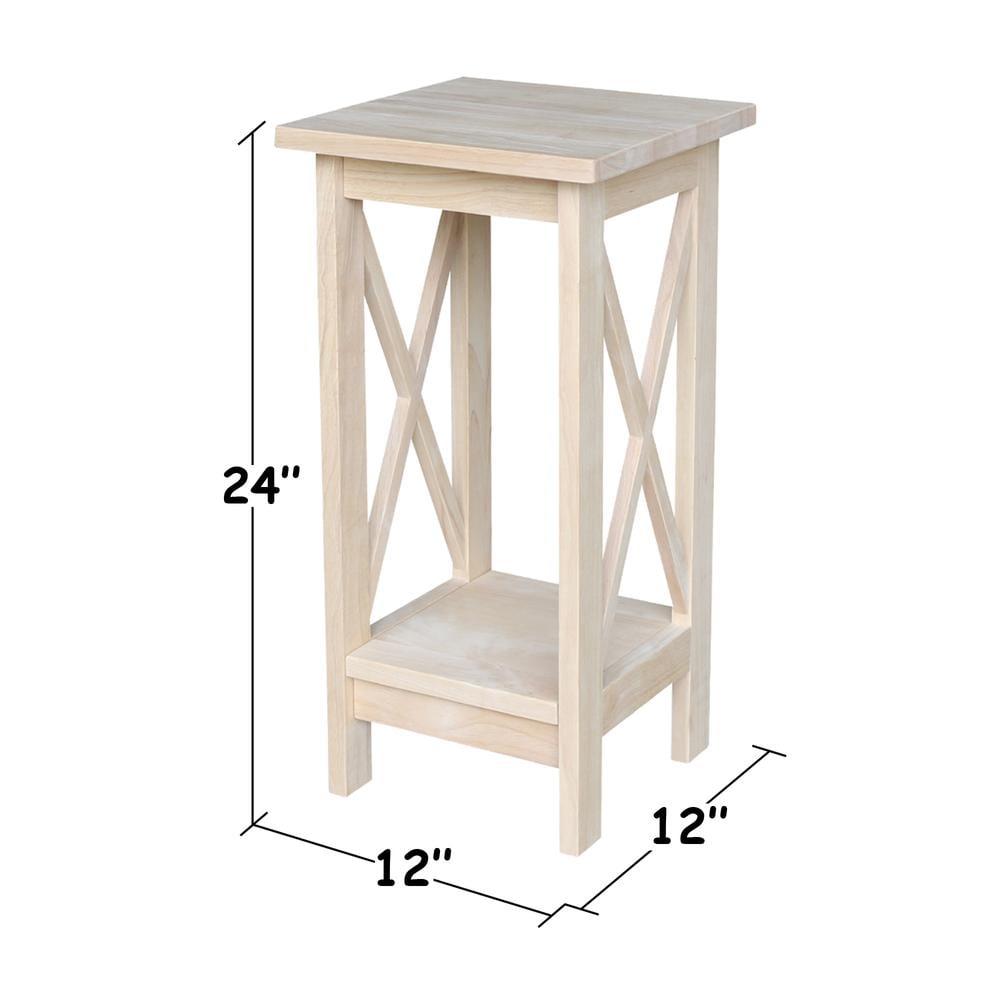 Unfinished X-Sided Solid Wood 24" Plant Stand