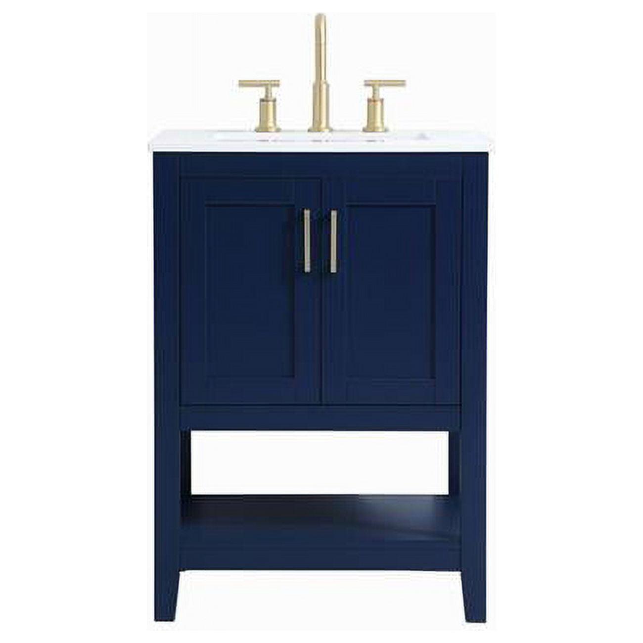 Aubrey 24" Blue Single Bathroom Vanity with Gold Hardware