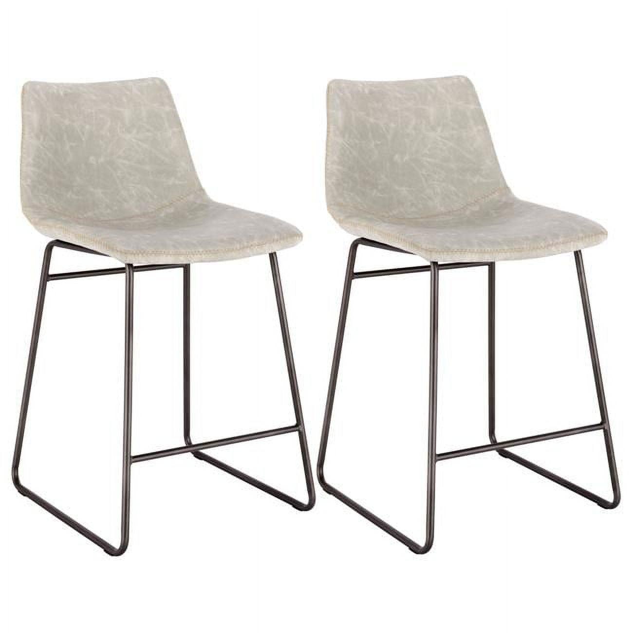 Modern Swivel Adjustable Gray Metal Counter Height Chair Set