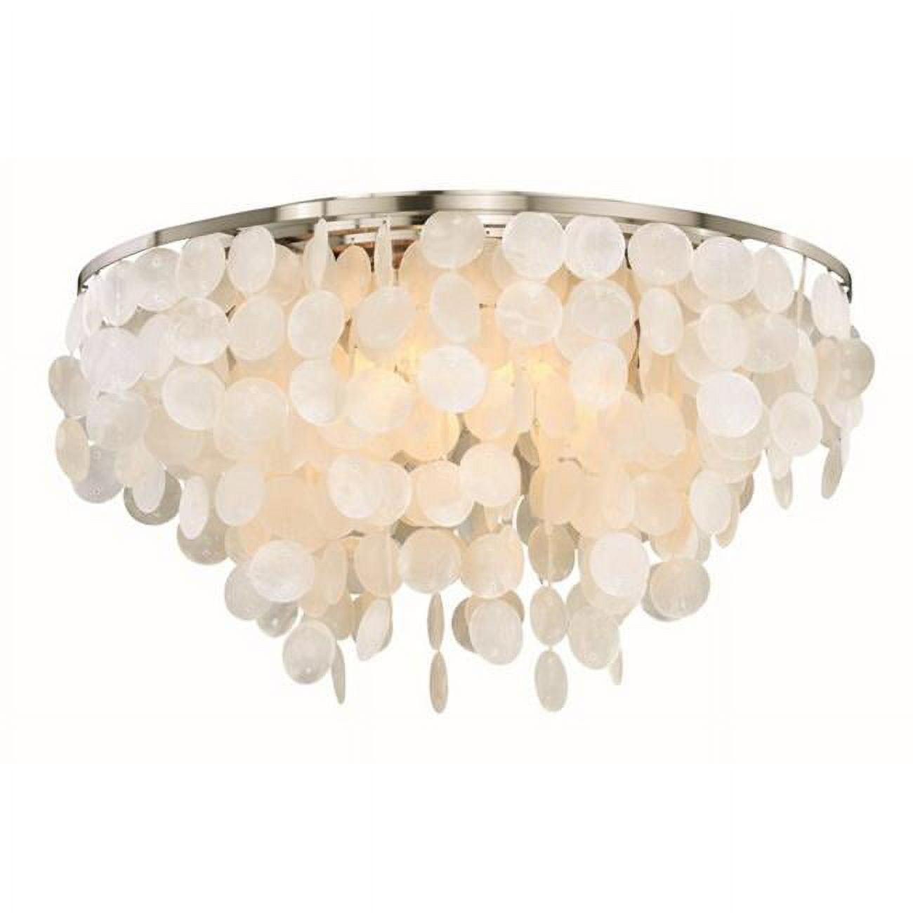 Elsa Satin Nickel 24" Capiz Shell Flush Mount Ceiling Light