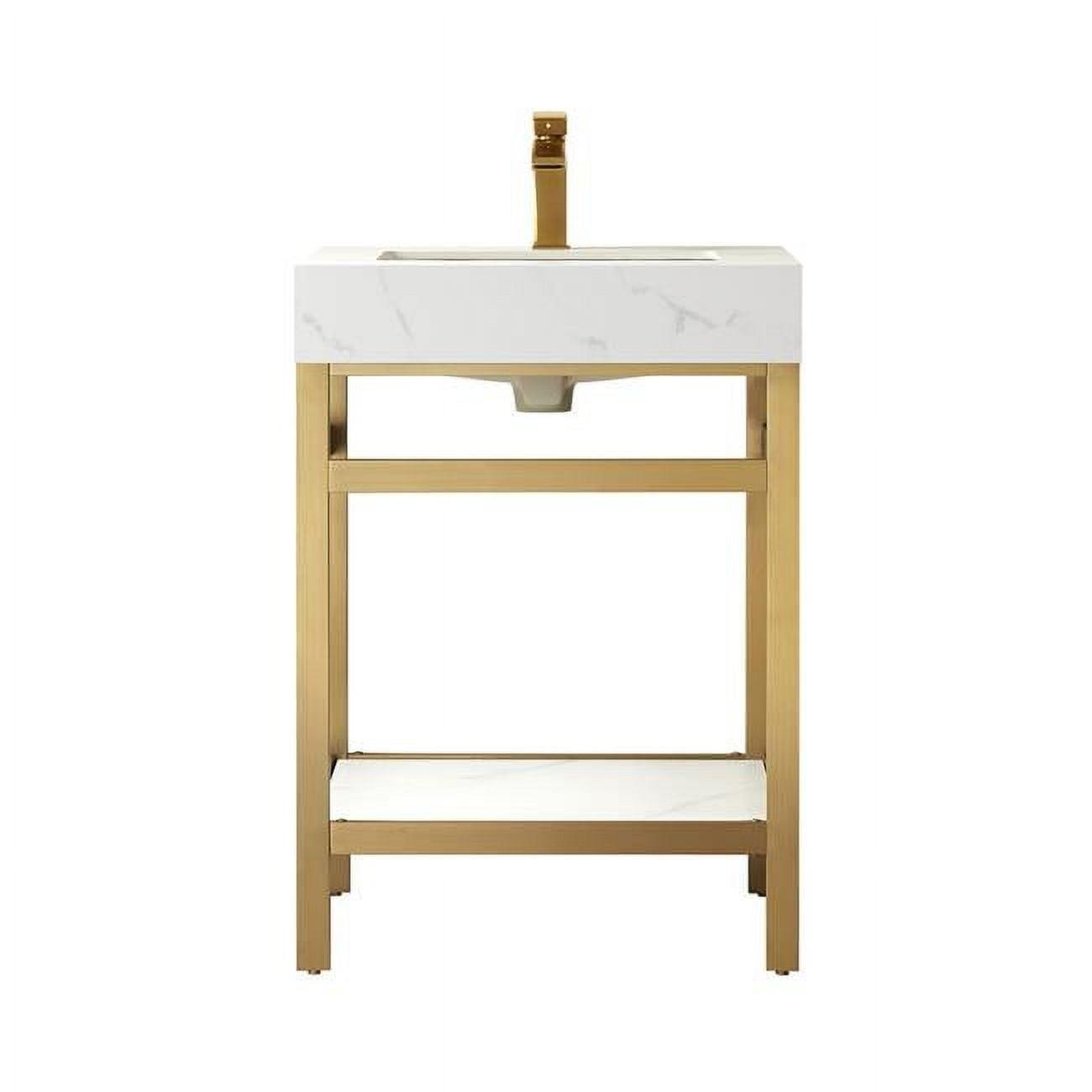 Funes 24" Brushed Gold Single Bathroom Vanity with White Stone Top