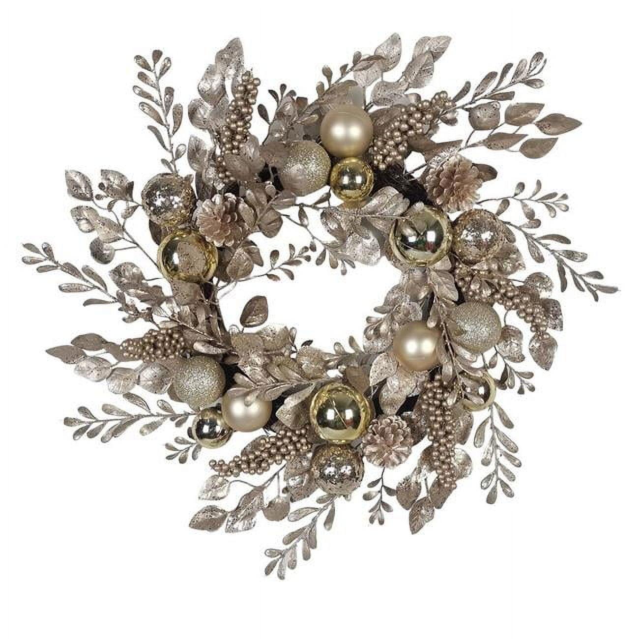 Elegant Pinecone and Champagne Gold 24" Artificial Christmas Wreath