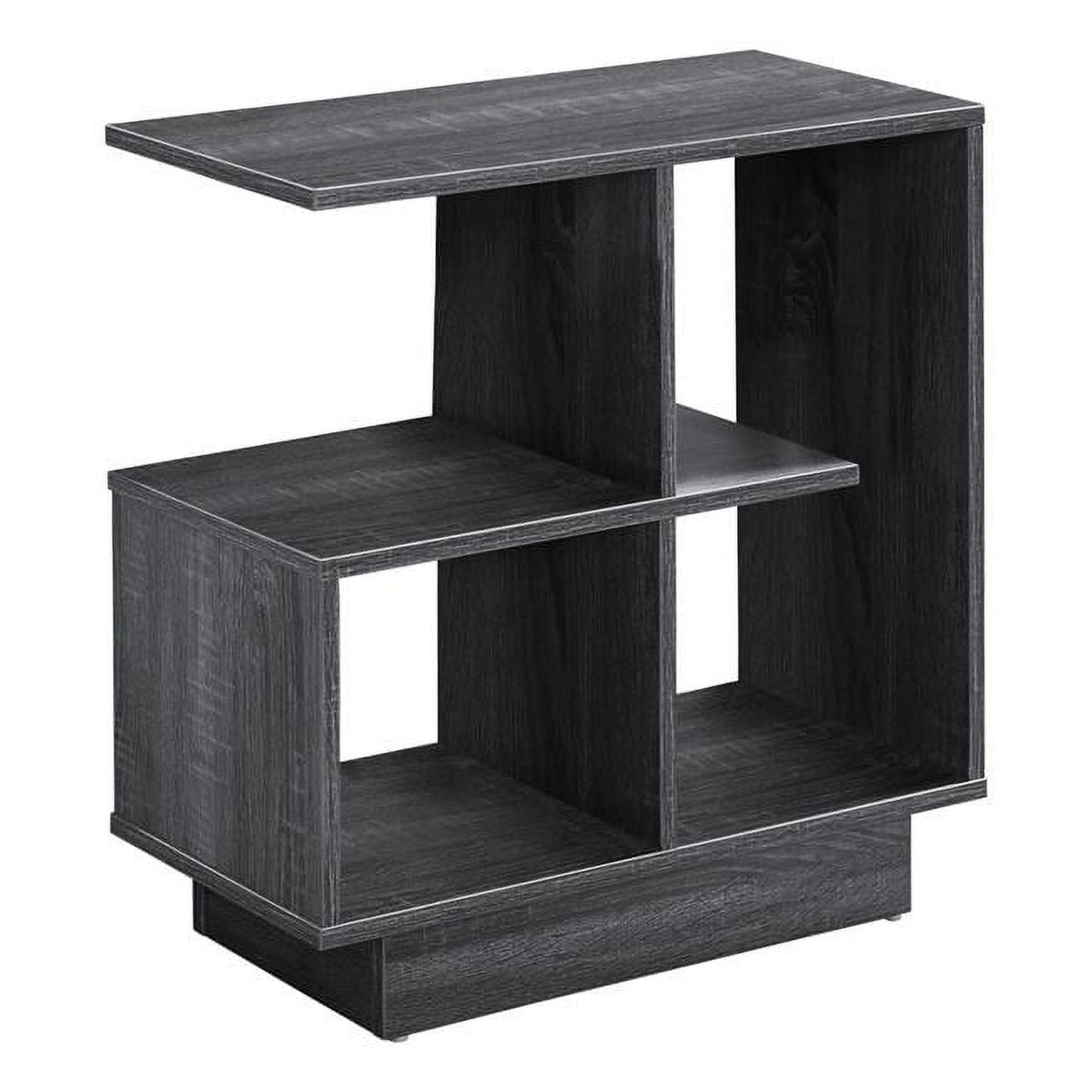 Elegant Grey Modern Wood Accent Table with Storage Shelves