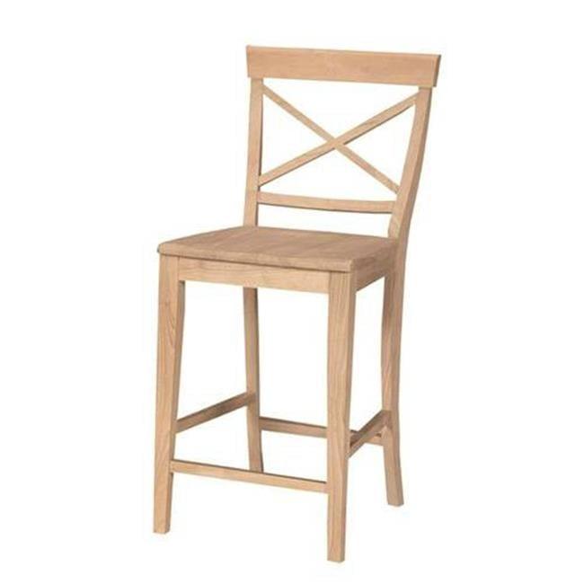 24" X Back Counter Height Barstool Unfinished - International Concepts: Hardwood Frame, Square Seat