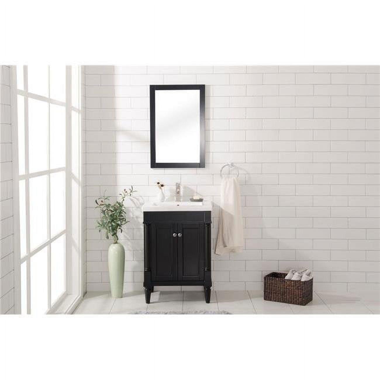 Espresso 24" Single Vanity with White Ceramic Sink and Metal Hardware