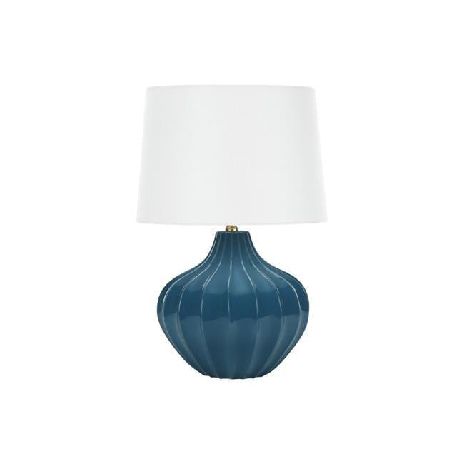 Monarch Specialties Lighting 24inchH Table Lamp Blue Ceramic Ivory / Cream Shade Transitional
