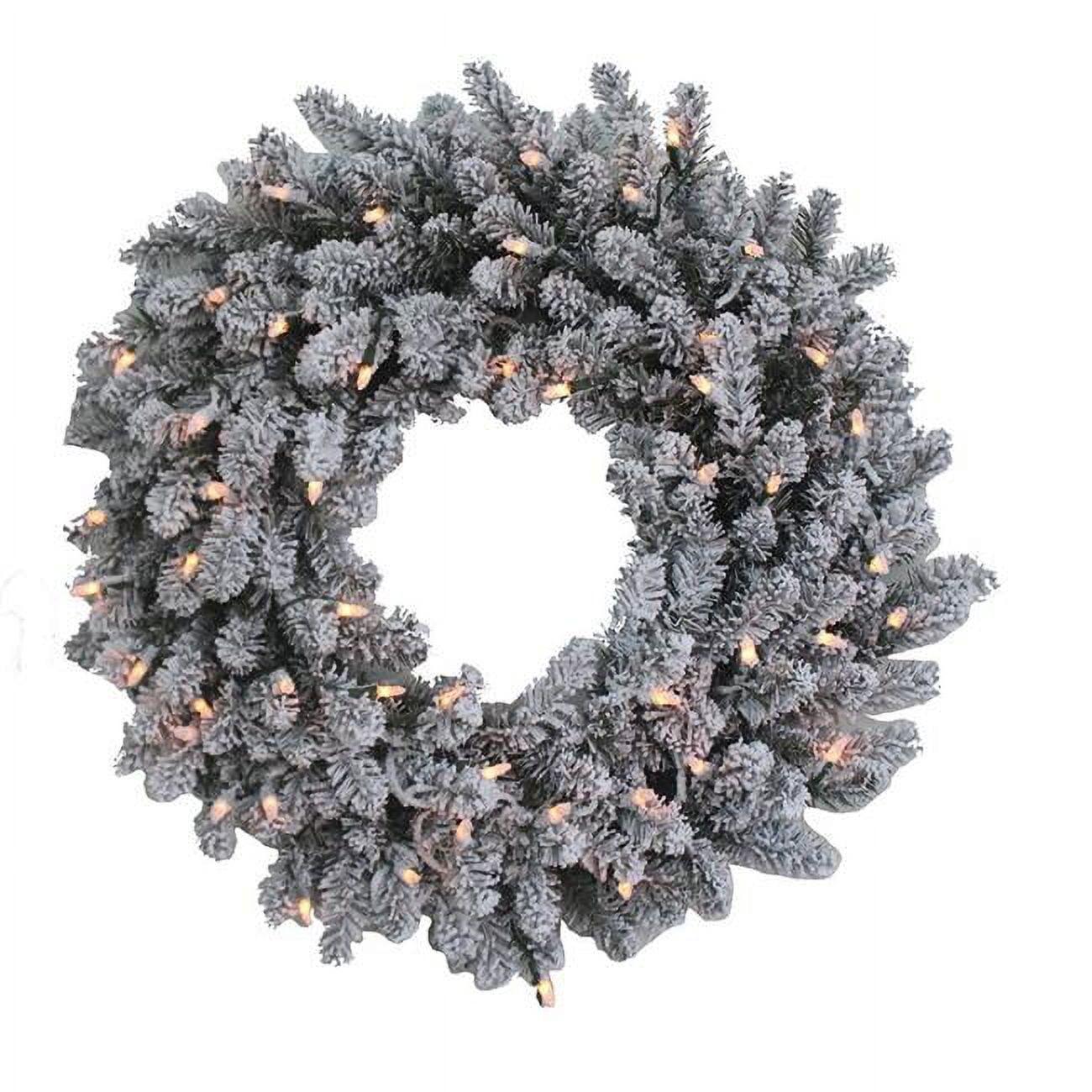 24-Inch Vail Pine Artificial Wreath with Clear Lights and Snow