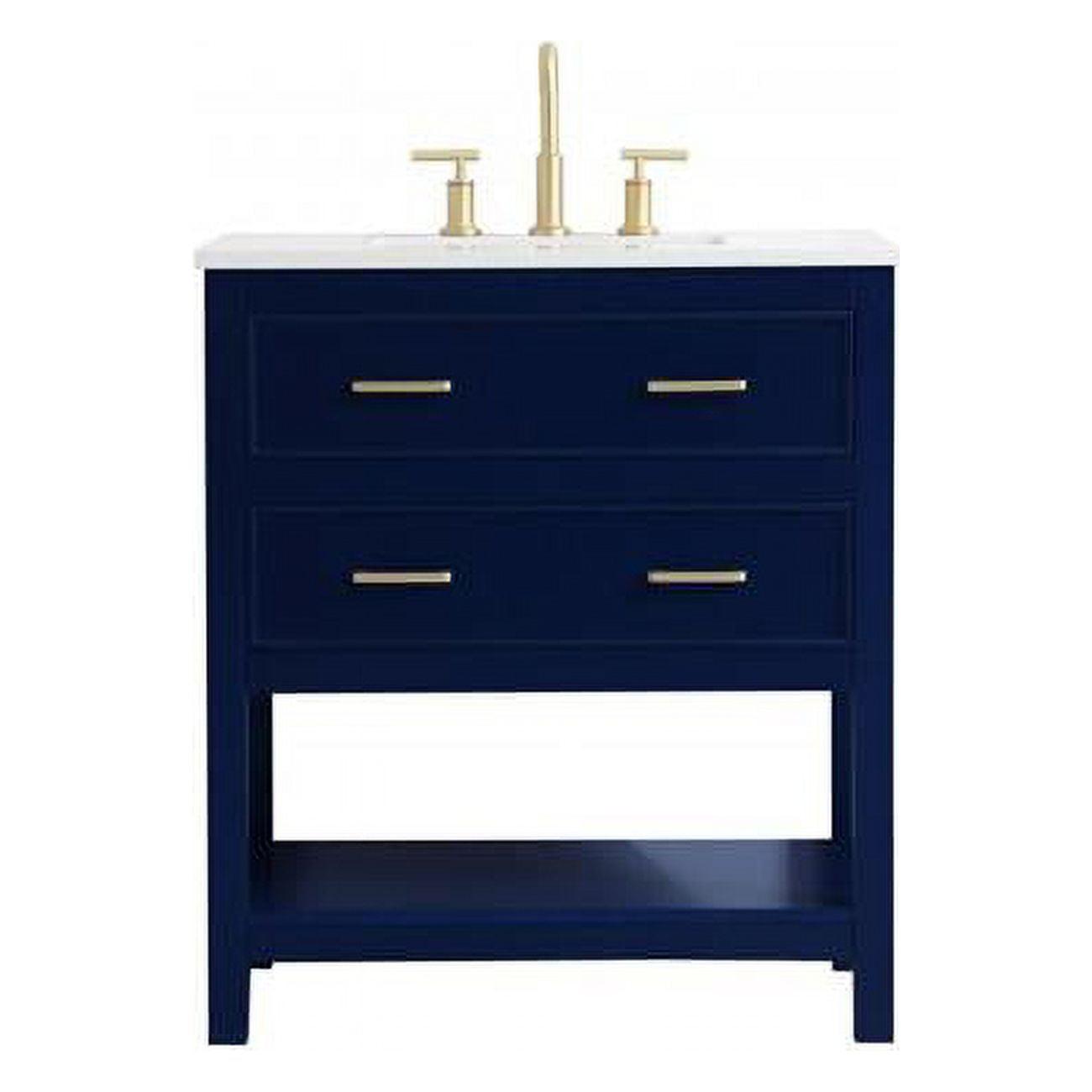 Urbane Blue 24" Single Freestanding Bathroom Vanity with Gold Knobs