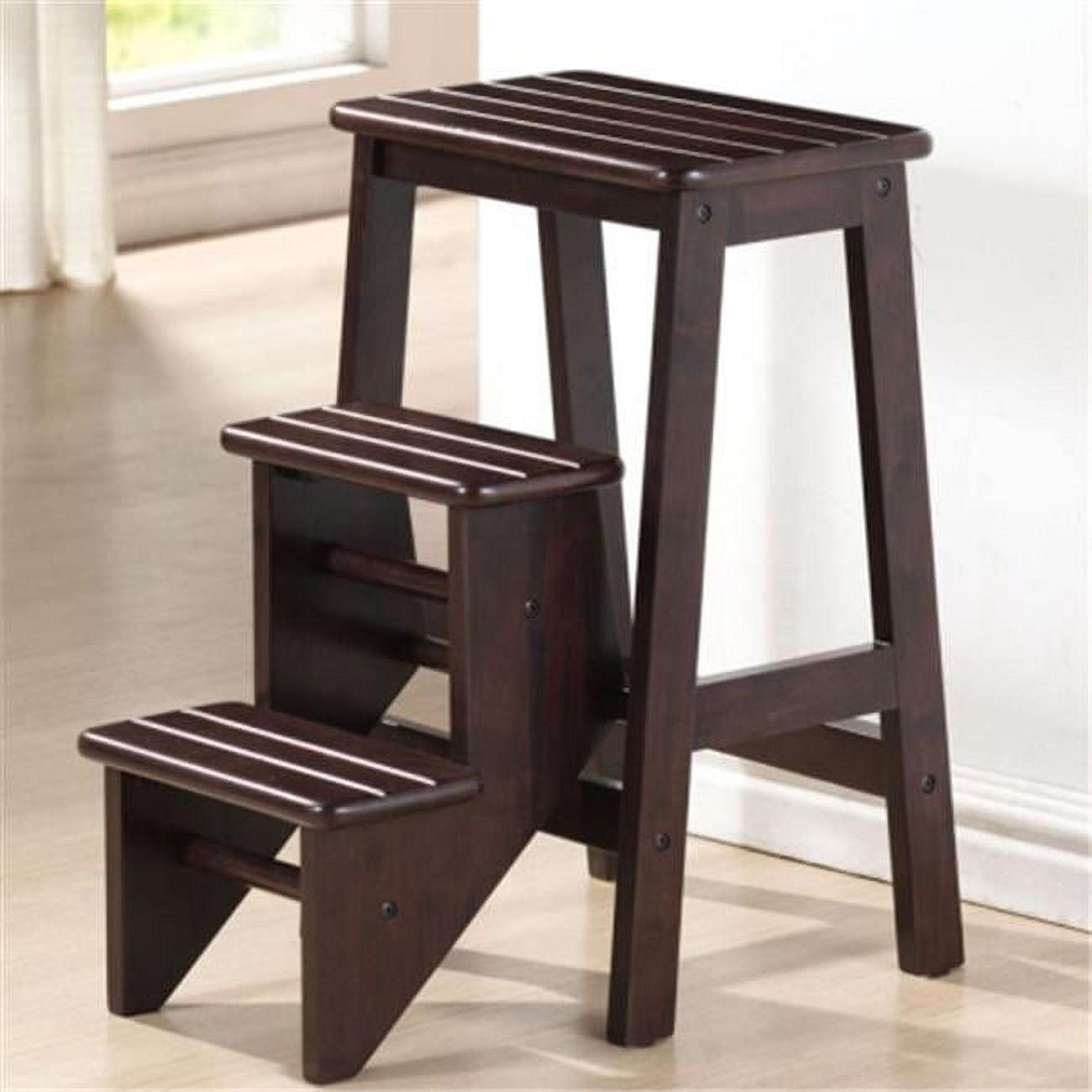 24" Cappuccino Foldable 3-Step Wooden Chair